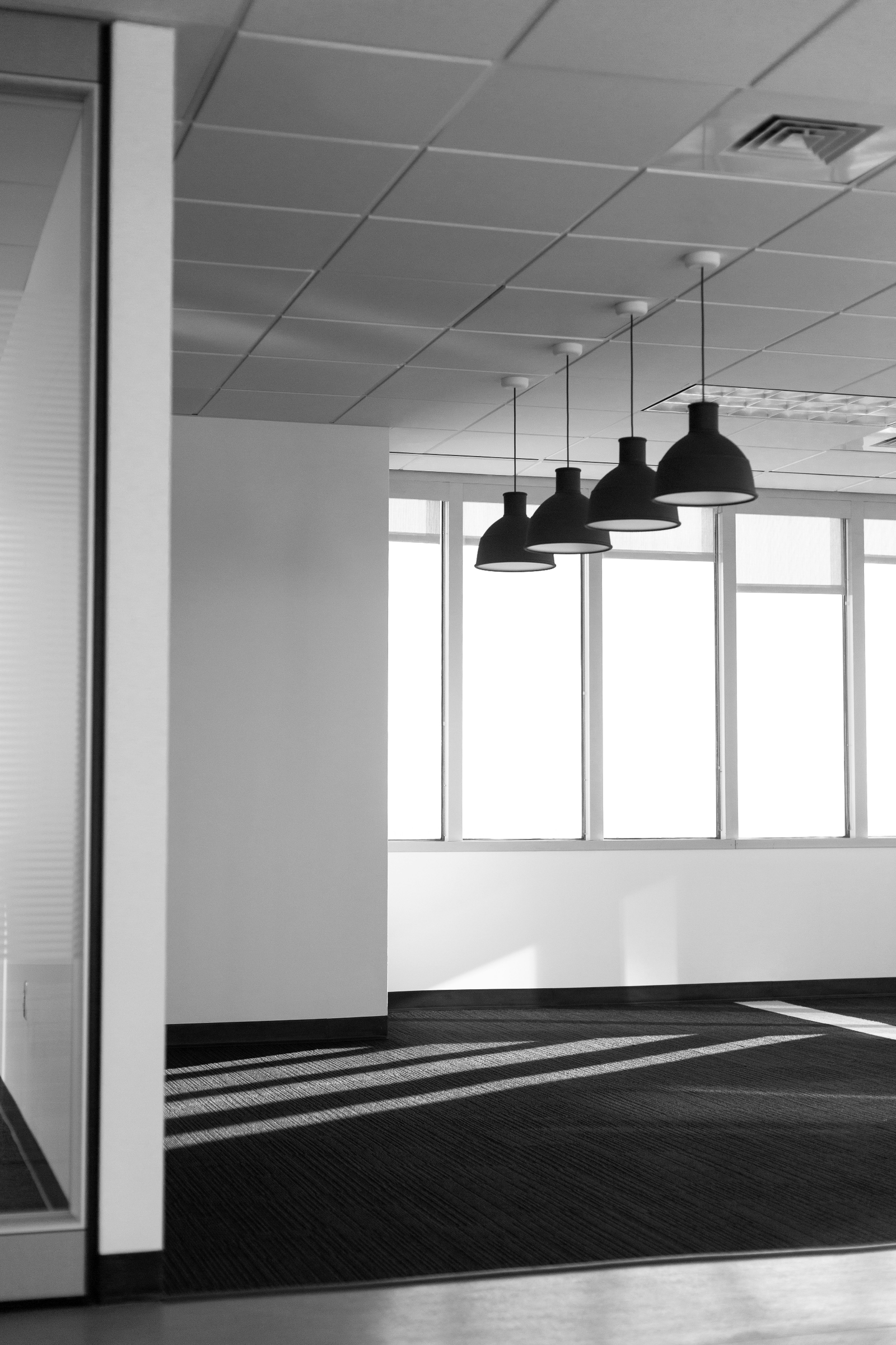 Modern minimalist office space with clean architecture and considered materials